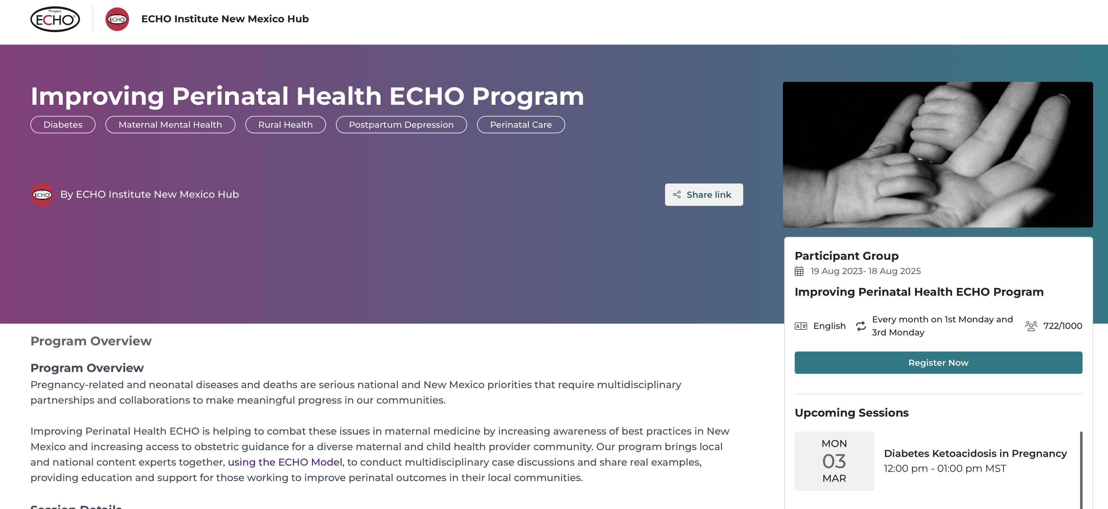 Maternal health in New Mexico - the Improving Perinatal Health (IPH) ECHO program